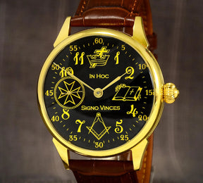 Master Mason Blue Lodge Wristwatch - In Hoc Signo Vinces - Bricks Masons