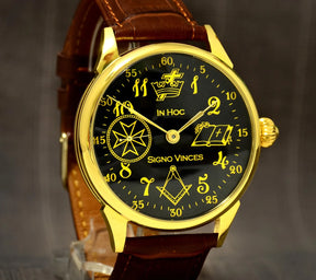 Master Mason Blue Lodge Wristwatch - In Hoc Signo Vinces - Bricks Masons