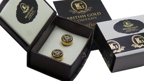 Master Mason Blue Lodge Cufflinks - 24k Gold Clad Luxury Set Gift Case - Bricks Masons