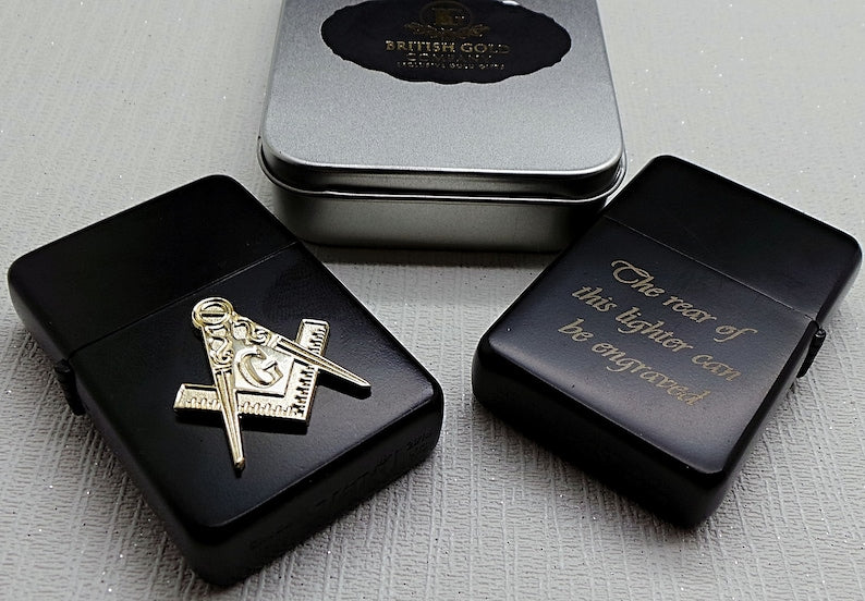 Master Mason Blue Lodge Lighter - Personalised Engraving & Case - Bricks Masons