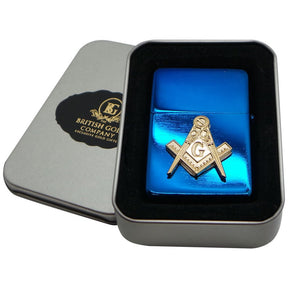 Master Mason Blue Lodge Lighter - Personalised in Metal Gift Case Custom Engraved - Bricks Masons