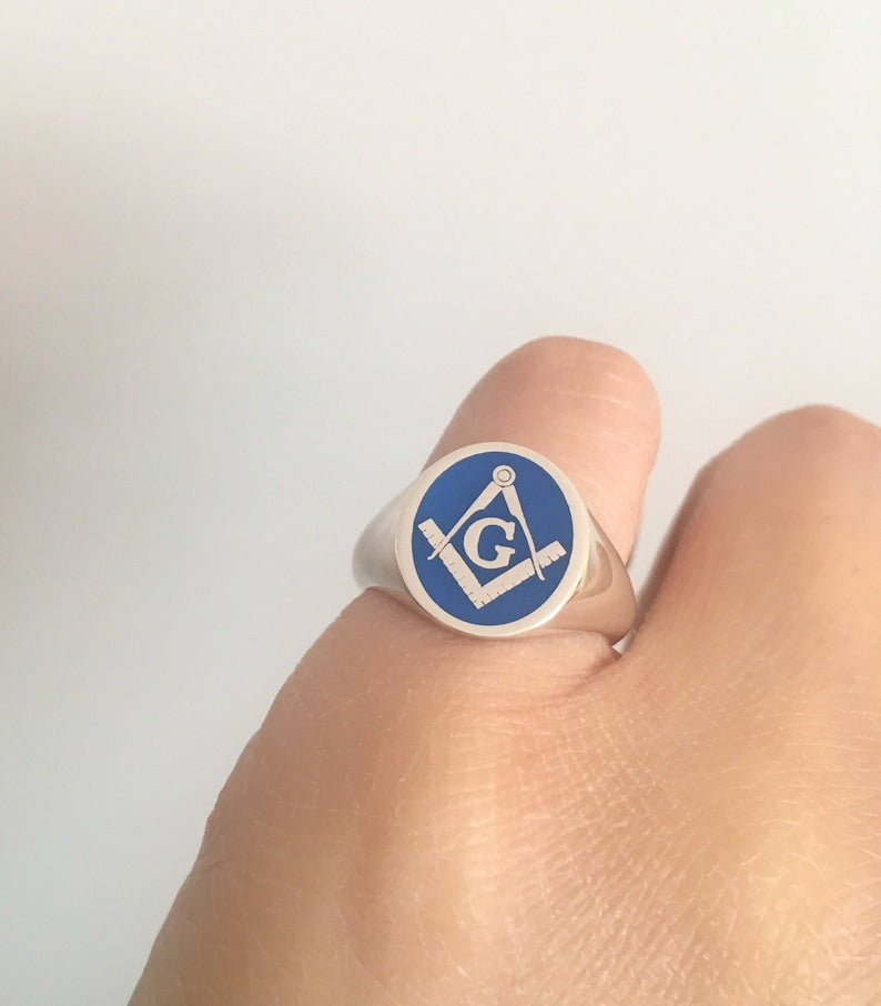 Master Mason Blue Lodge Ring - 10K to 18K Gold Various Sizes & Colors - Bricks Masons