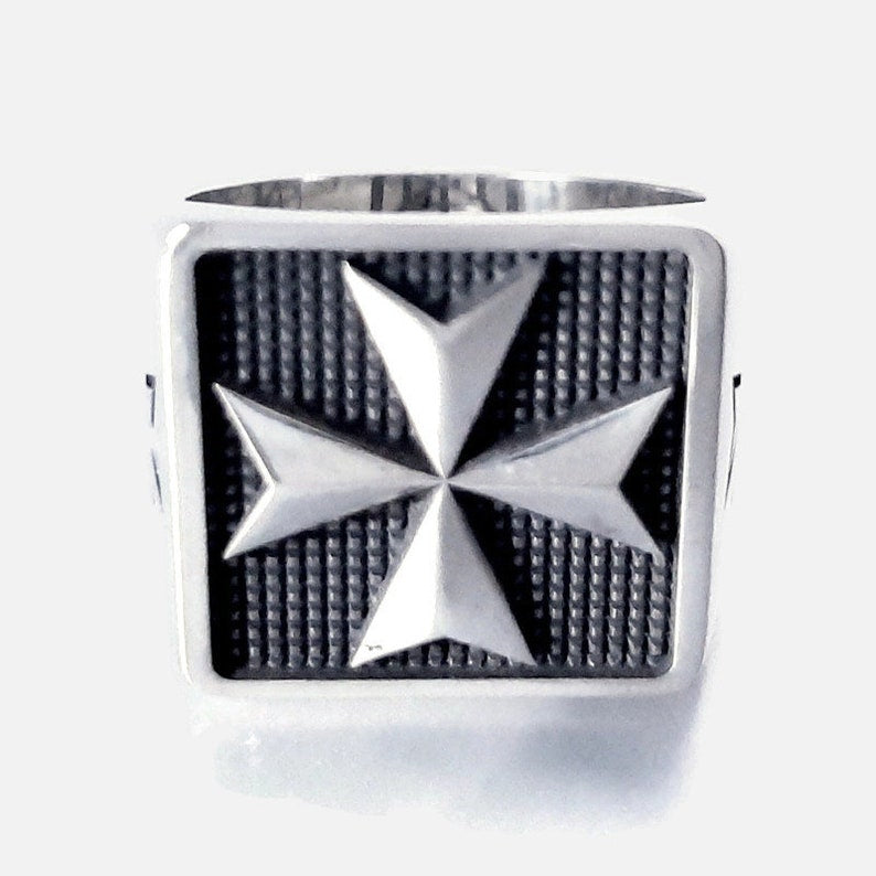 Order Of Malta Ring - Medieval Templar Cross Sterling Silver - Bricks Masons