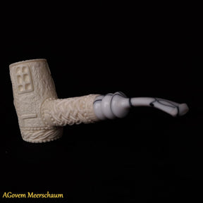 Master Mason Blue Lodge Meerschaum Pipe - Handmade With Velvet Case - Bricks Masons