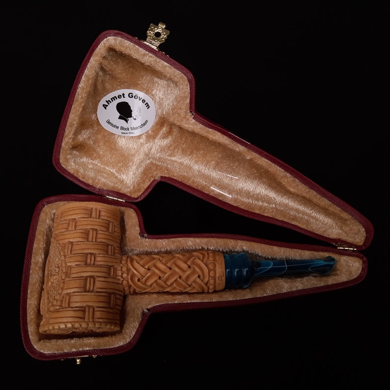 Master Mason Blue Lodge Meerschaum Pipe - Square and Compass G Gavel Shape - Bricks Masons
