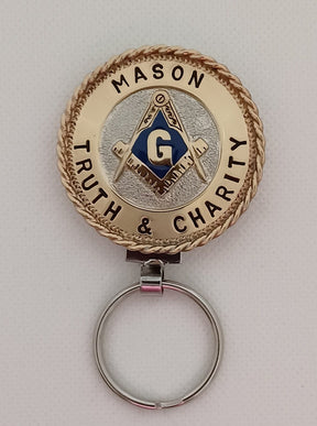 Master Mason Blue Lodge Keychain - Handcrafted Silver & Blue Truth & Charity Mason - Bricks Masons