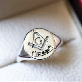 Master Mason Blue Lodge Ring - Custom Lodge Number 925 Sterling Silver - Bricks Masons