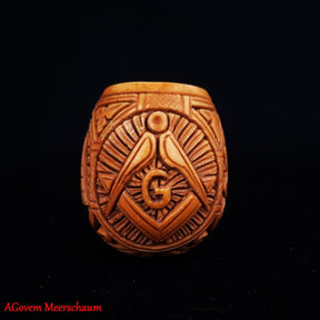 Master Mason Blue Lodge Meerschaum Pipe - Eye of Providence With Square & Compass G - Bricks Masons
