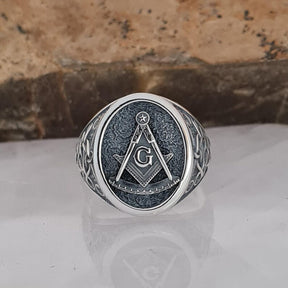 Master Mason Blue Lodge Ring - Sterling Silver Celtic Knotwork - Bricks Masons