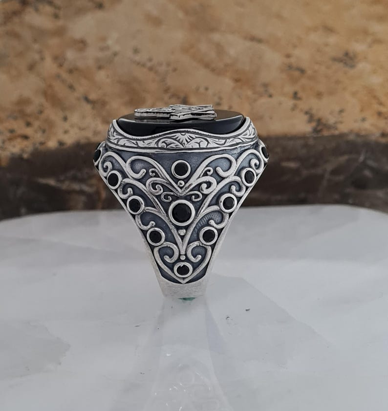 Master Mason Blue Lodge Ring - Black Onyx Sterling Silver - Bricks Masons