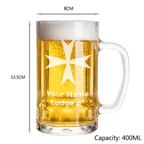 Order Of Malta Commandery Beer Glass - Various Shapes - Bricks Masons