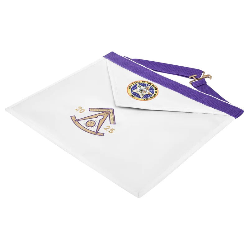 Past Master Blue Lodge Apron - Great Seal Of The State Of Oklahoma - Bricks Masons