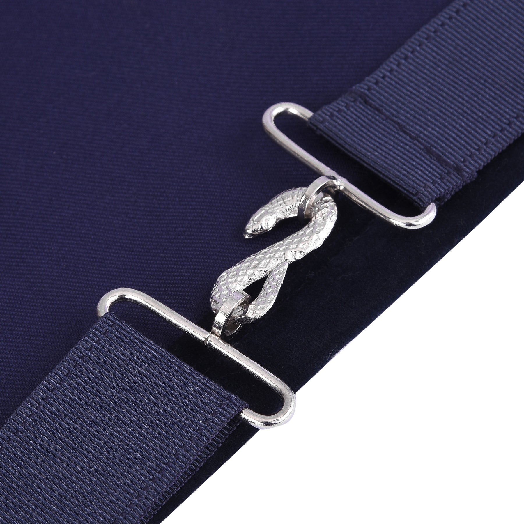 Junior Deacon Blue Lodge Officer Apron - Kenton Lodge Navy Velvet With Silver Embroidery Thread - Bricks Masons