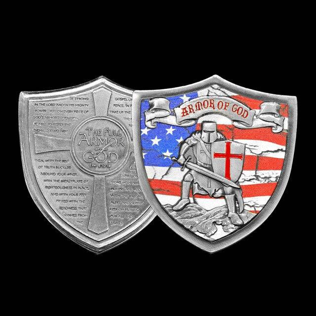 Knights Templar Coin - Armor of God Ephesians 6:10-18 Shield Cross - Bricks Masons