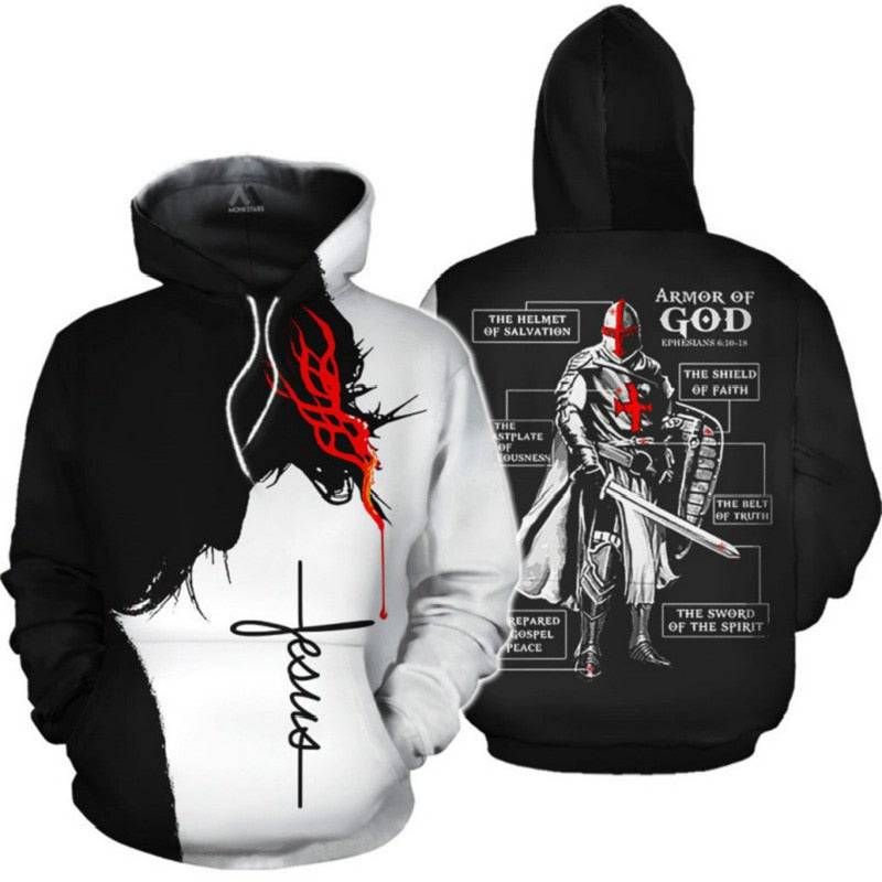 Knights Templar Hoodie -Black & White Design - Bricks Masons