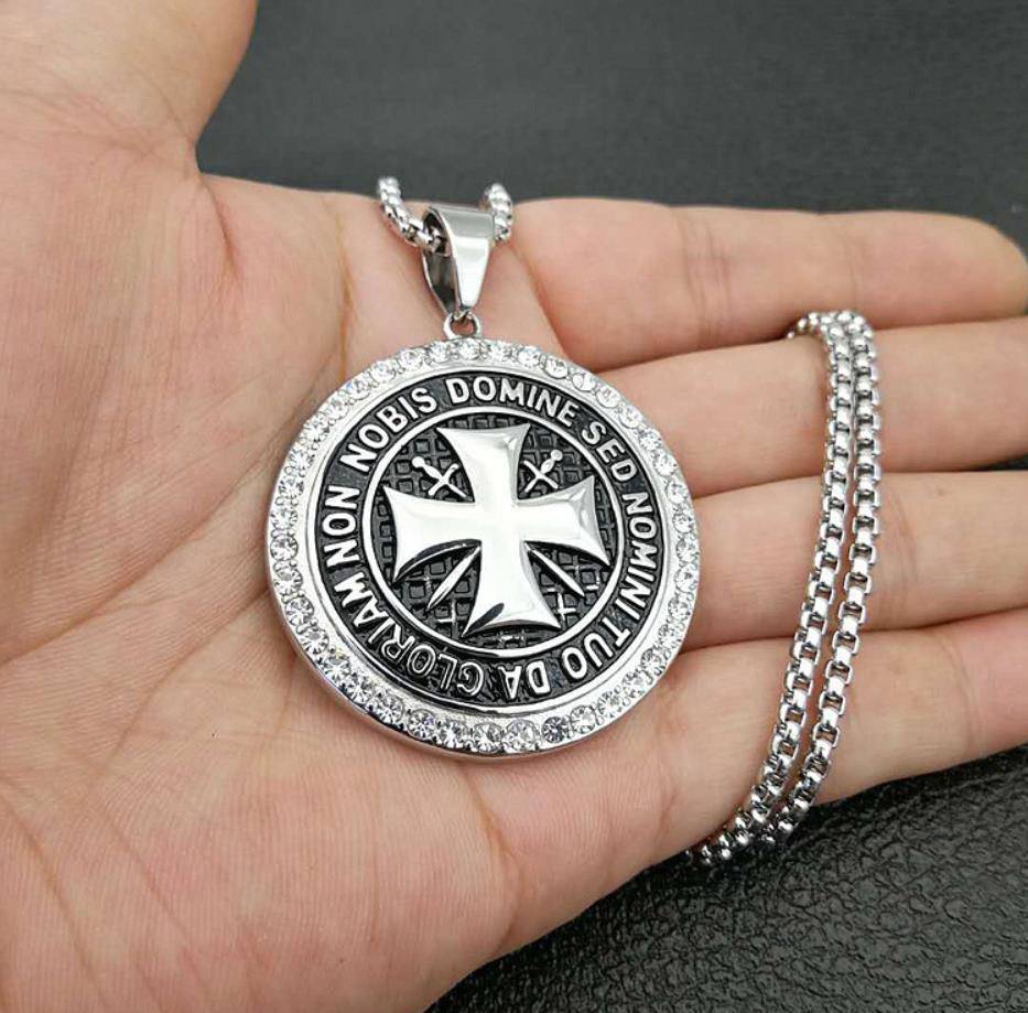 Knights Templar Necklace - Non Nobis Domine Sed Nomini Tuo Da Gloriam - Bricks Masons