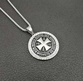 Knights Templar Necklace - Non Nobis Domine Sed Nomini Tuo Da Gloriam - Bricks Masons