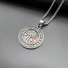 Knights Templar Necklace - Round Shape Stainless steel - Bricks Masons
