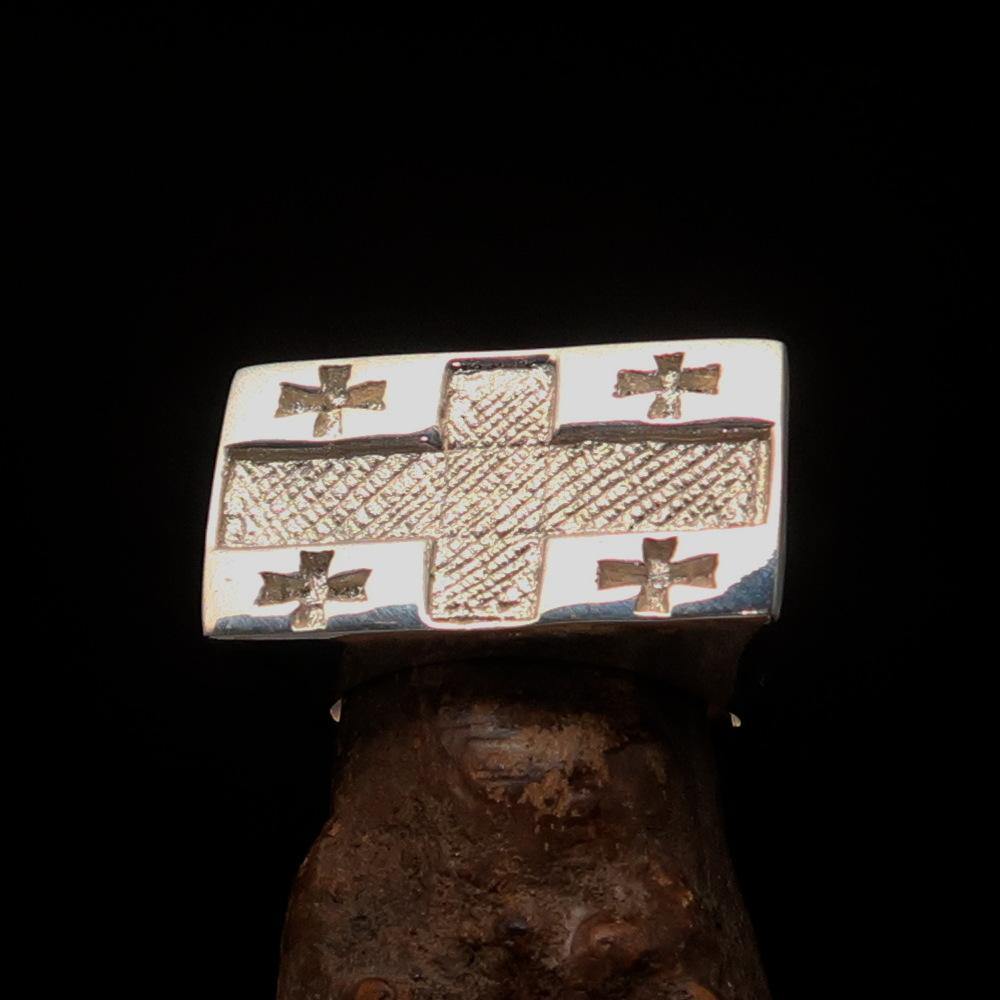 Knights Templar Ring - Flag of Georgia Sterling Silver - Bricks Masons