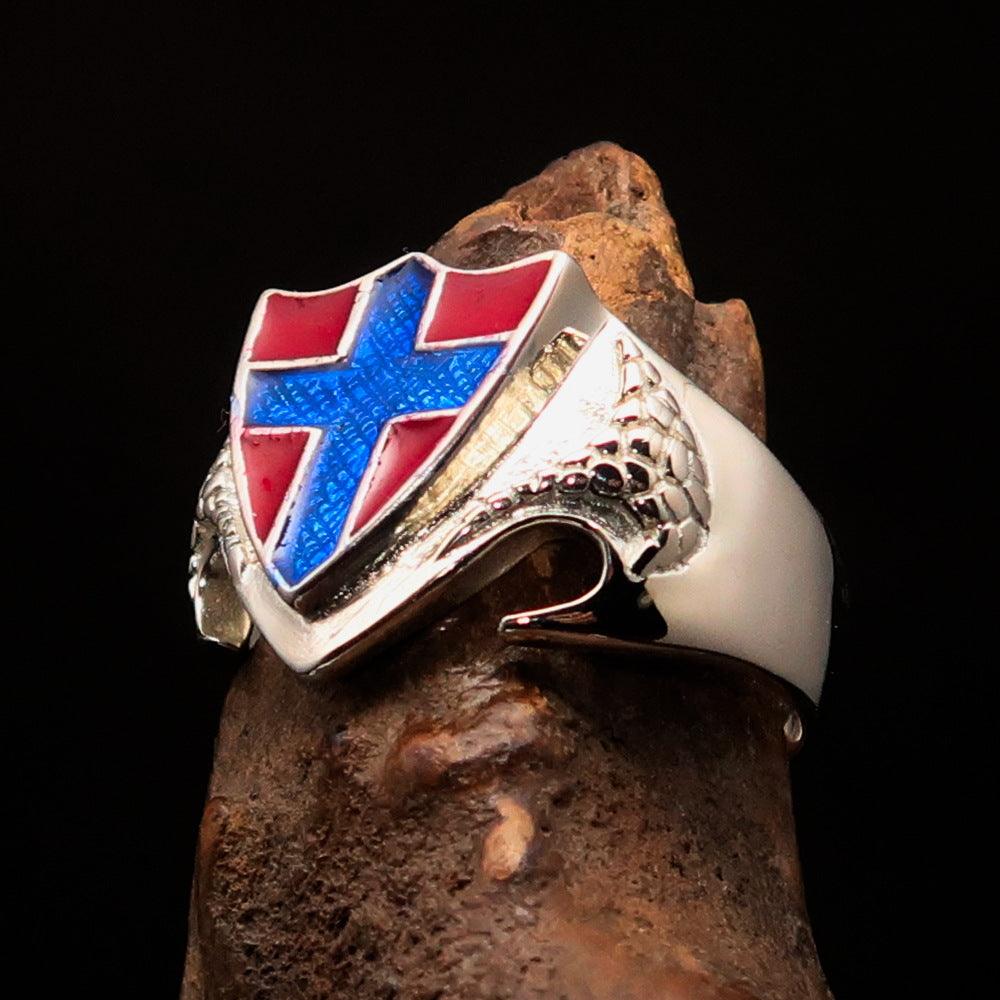 Knights Templar Ring - Flag of Norway Blue Cross On Red - Bricks Masons
