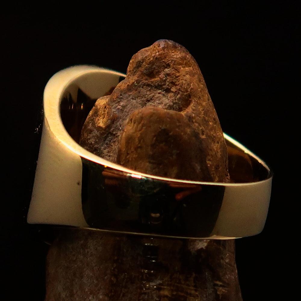 Knights Templar Ring - Gold Cross Antiqued Brass - Bricks Masons