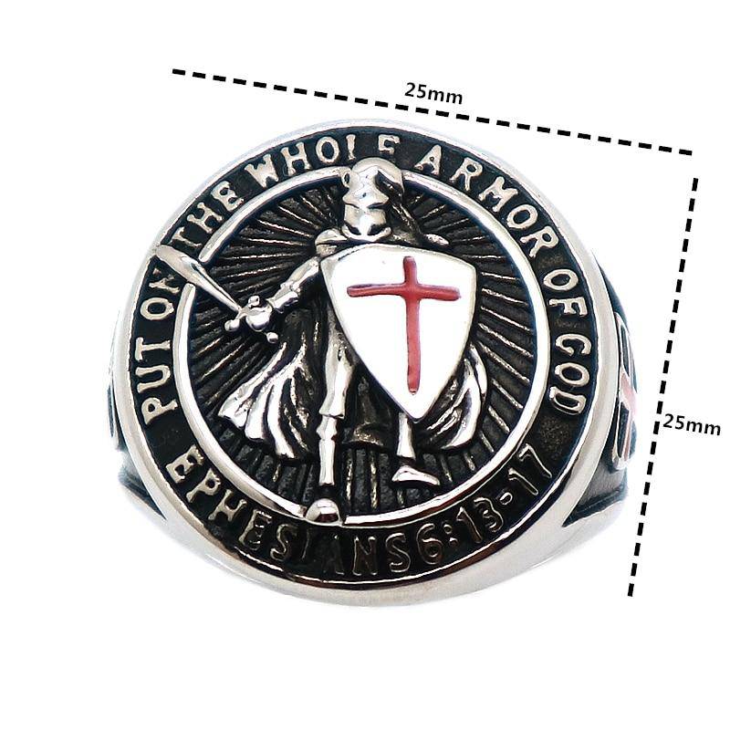 Knights Templar Ring - "Put On The Whole Armor Of God" Cross - Bricks Masons