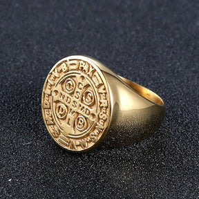 Knights Templar Ring - Saint Benedict Medal - Bricks Masons