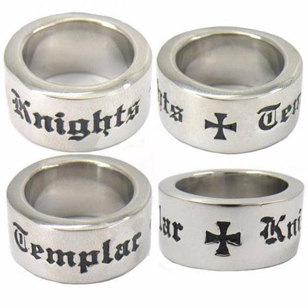 Knights Templar Ring - Stainless Steel With Cross - Bricks Masons