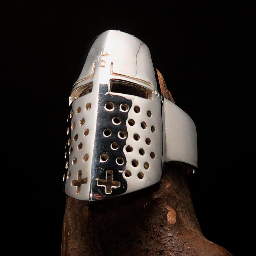 Knights Templar Ring - Sterling Silver Knight Helmet - Bricks Masons