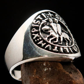 Knights Templar Ring - Sterling Silver Sigillum MilItum XPISTI - Bricks Masons