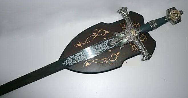 Knights Templar Sword - King Solomon Gold Ark of the Covenant Silver W/ Plaque 48.6" - Bricks Masons