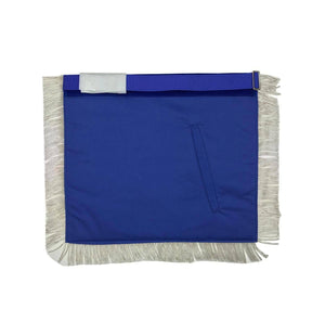 Master Mason Blue Lodge Apron - Blue Velvet with Silver Fringe Hand Embroidered - Bricks Masons