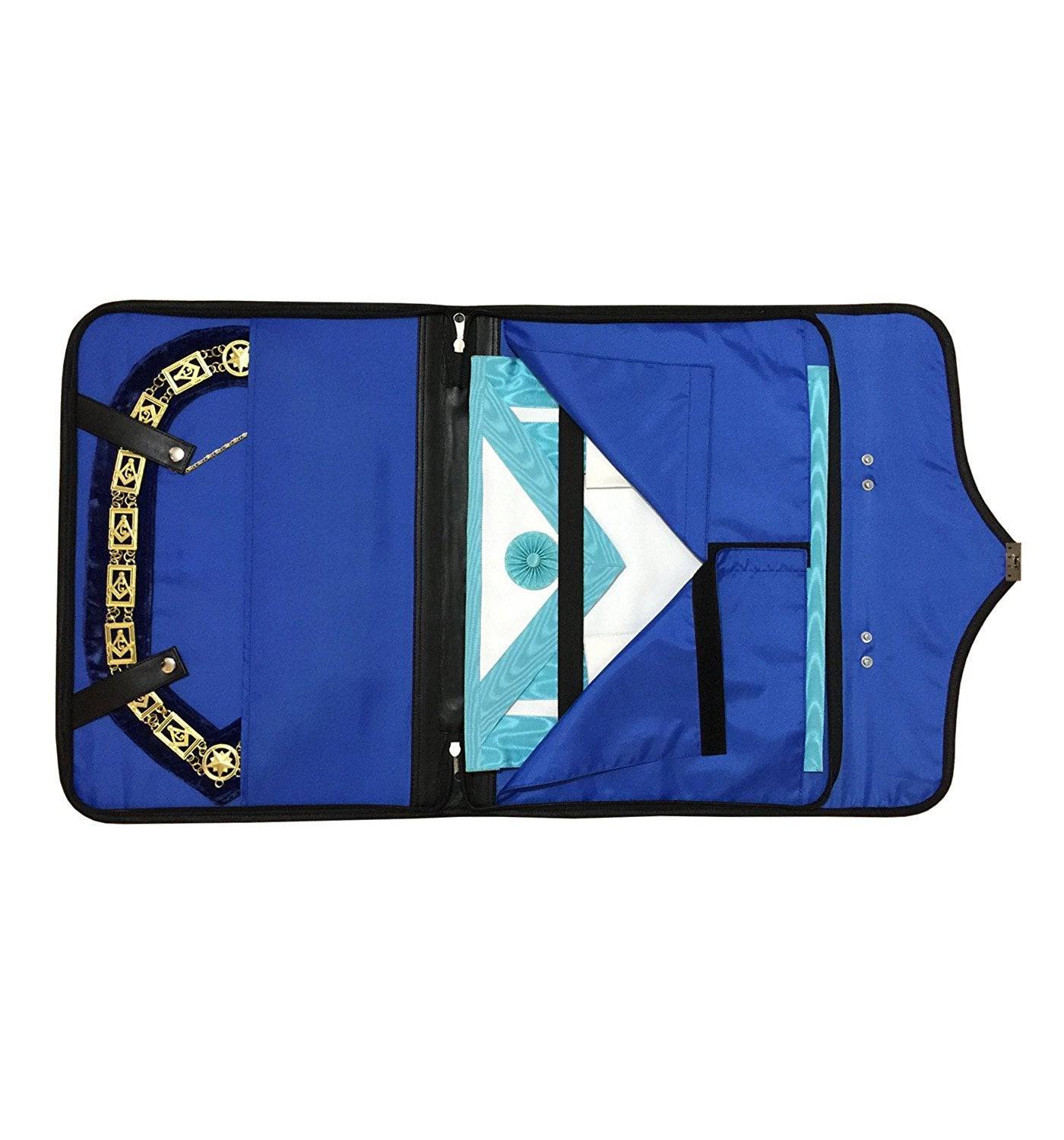 Master Mason Blue Lodge Apron Case - Blue Leather MM, WM, Provincial - Bricks Masons