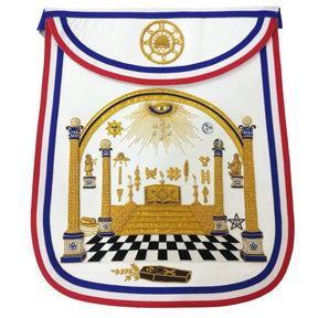 Master Mason Blue Lodge Apron - Hand Embroidered George Washington Masonic Apron - Bricks Masons