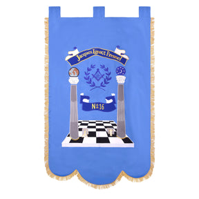 Master Mason Blue Lodge Banner - Blue Personalized Machine Embroidery - Bricks Masons