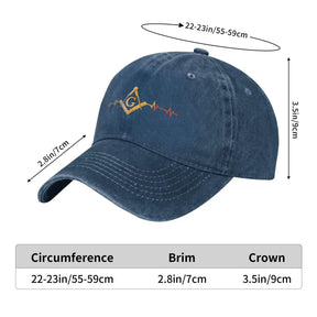 Master Mason Blue Lodge Baseball Cap - Square Compass G Adjustable - Bricks Masons