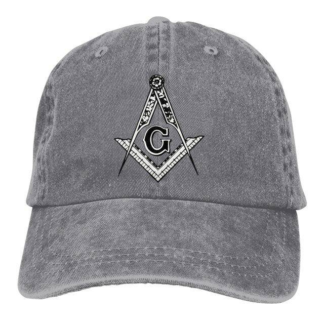 Master Mason Blue Lodge Baseball Cap - Square Compass G Symbol Adjustable Denim - Bricks Masons