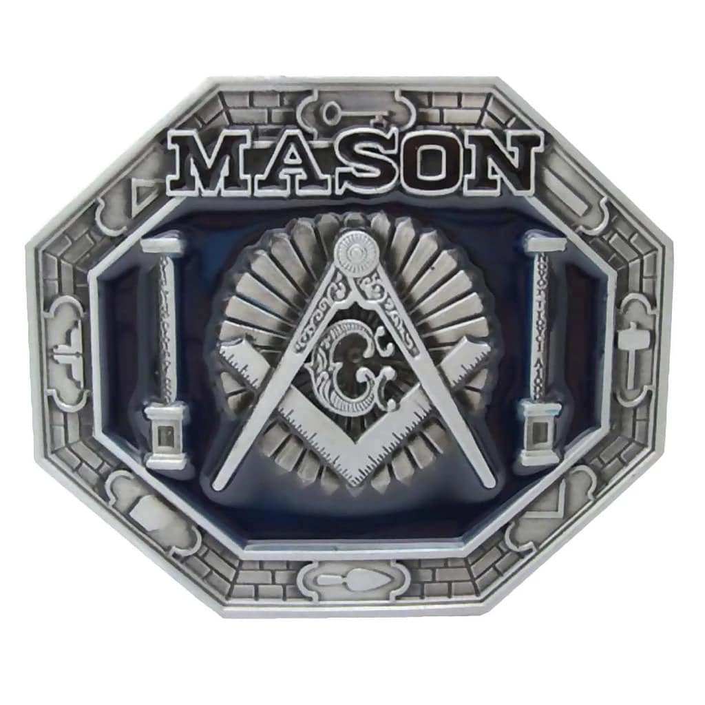 Master Mason Blue Lodge Belt Buckle - Square & Compass Lodge Mason Buckle - Bricks Masons