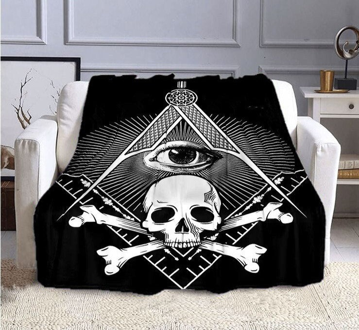 Master Mason Blue Lodge Blanket - The Freemasons Printed Flannel Cashmere - Bricks Masons