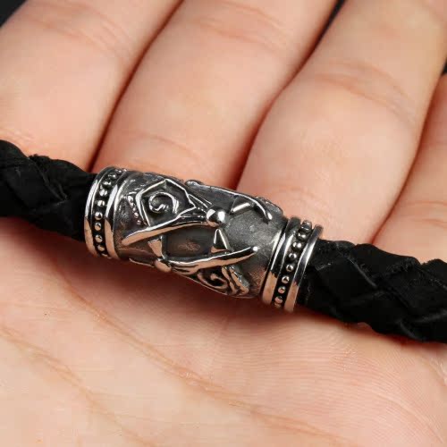 Master Mason Blue Lodge Bracelet - Black Leather Bracelet With Magnetic Buckle - Bricks Masons