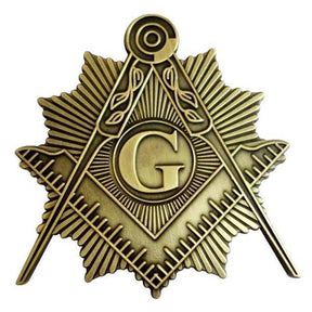 Master Mason Blue Lodge Car Emblem - 3" Compass and Square Car Truck Emblem Medallion - Bricks Masons