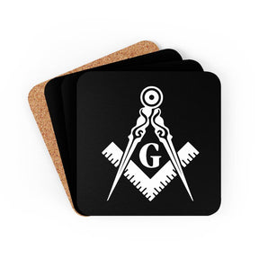 Master Mason Blue Lodge Coaster - Black Square & Compass G - Bricks Masons