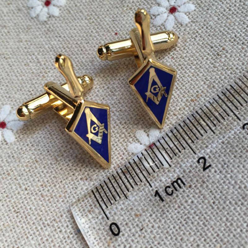 Master Mason Blue Lodge Cufflink - Blue & Gold Trowel - Bricks Masons