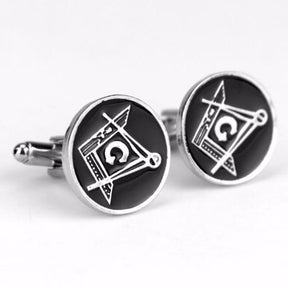 Master Mason Blue Lodge Cufflink - Round Compass Square G - Bricks Masons