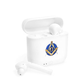Master Mason Blue Lodge Earbud - Golden Square & Compass G - Bricks Masons