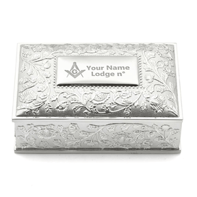 Master Mason Blue Lodge Jewelry Box - Black Velvet Lining - Bricks Masons