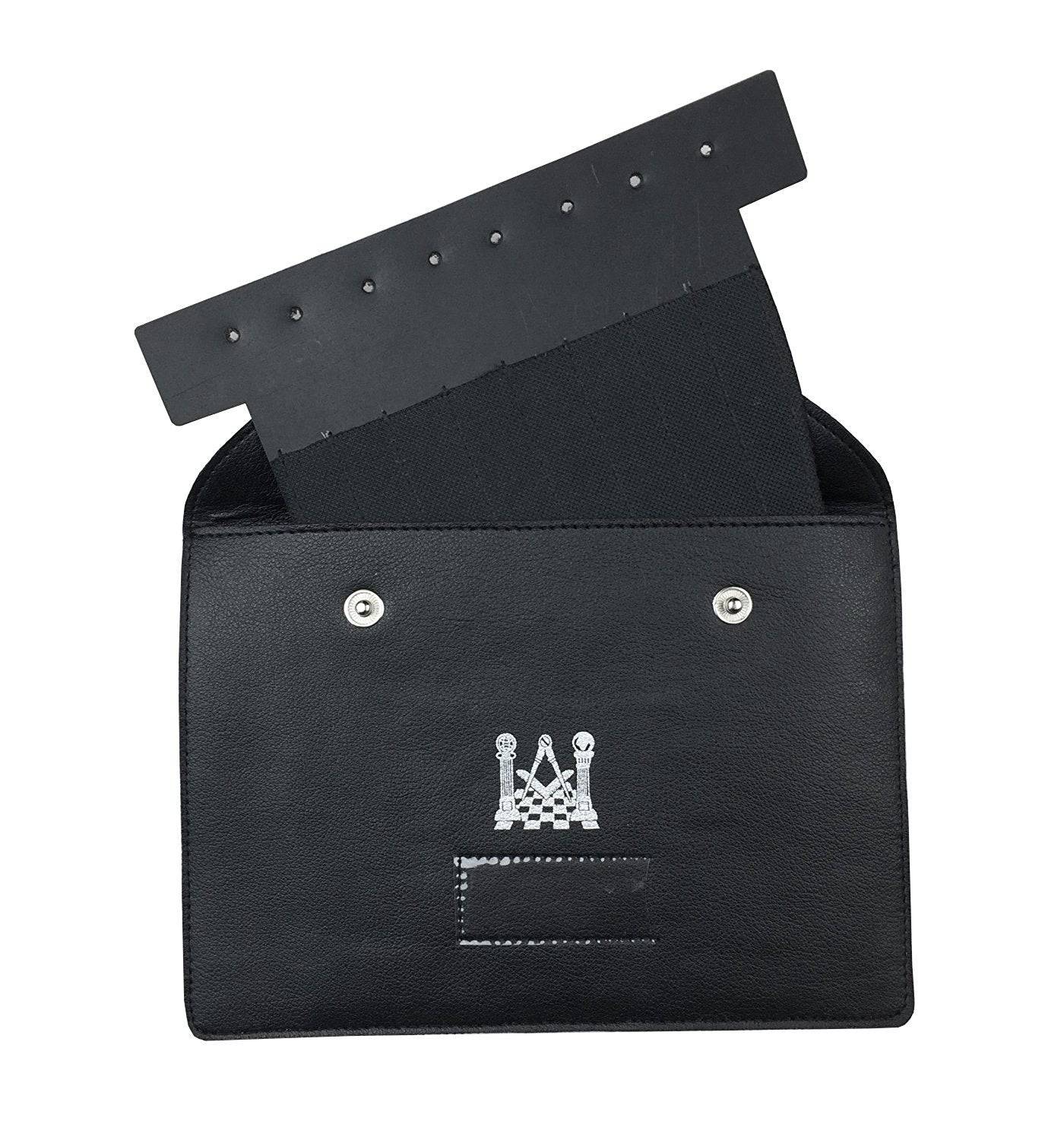 Master Mason Blue Lodge Jewels Case - X Large Black Imitation Leather - Bricks Masons