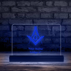 Master Mason Blue Lodge LED Sign - 3D Glowing light - Bricks Masons