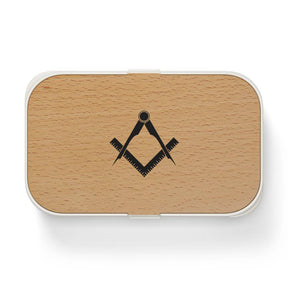Master Mason Blue Lodge Lunch Box - Wooden Cover with Square & Compass - Bricks Masons
