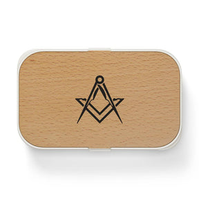 Master Mason Blue Lodge Lunch Box - Wooden Lid with Square & Compass - Bricks Masons